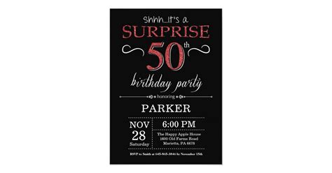 Surprise 50th Birthday Invitation Black And Red