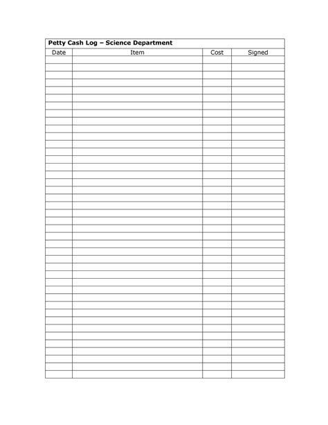 printable petty cash log