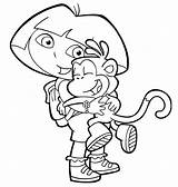 Dora Coloring Pages Explorer Boots Color Hugging Print Colouring Printable Book Cutecoloring sketch template