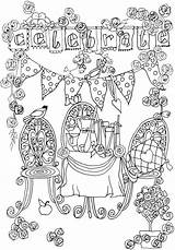 Coloring Pages Celebrate Printable Birthday Adult Bliss Happy Colouring Dover Publications Choose Board Party Color sketch template