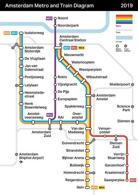 transit maps unofficial map amsterdam metro and rail map 2019 by