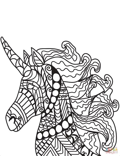 unicorn zentangle coloring page  printable coloring pages
