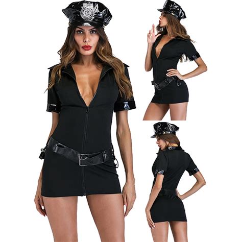adult sexy cop officer costume leather traffic police