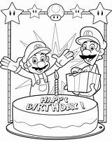 Coloring Birthday Mario Luigi Pages Jimbo Party sketch template