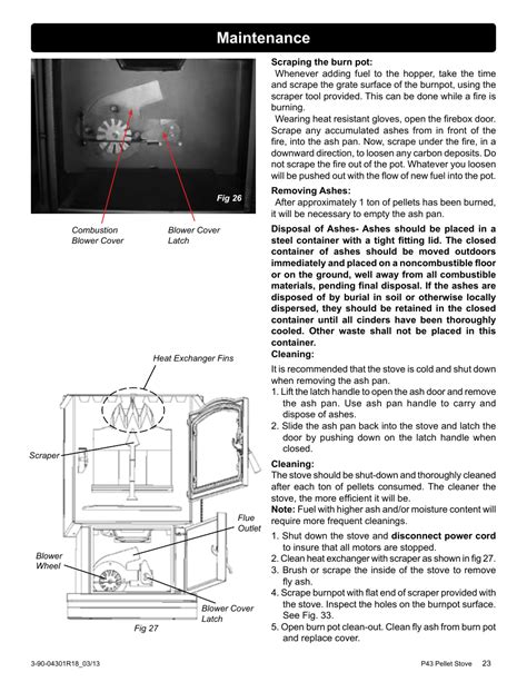 maintenance harman stove company harman pellet p user manual page