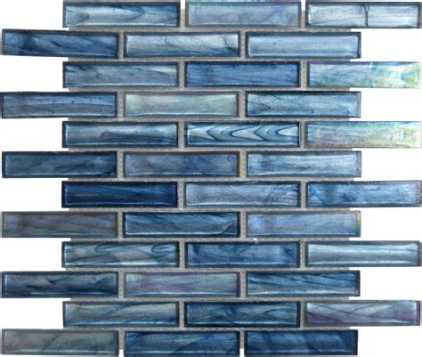 Iridescent Blue Glass Tile Blue Sea Glass Backsplash Tile — Oasis Tile
