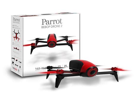 red  black remote controlled flying device  front   box