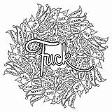 Coloring Pages Fuck Word Swear Adult Book Printable Sheets Words Colorful Colouring Adults Mandala Visit Attribution Permitted Reposting Permission Language sketch template