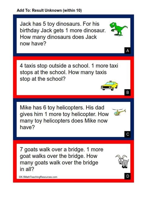 kindergarten number subtraction word problems word problems