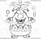 Jester Cartoon Pudgy Juggling Clipart Outlined Coloring Vector Cory Thoman Royalty sketch template