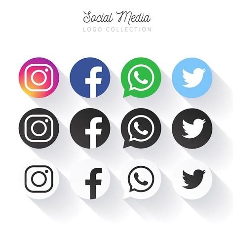 coleccion de logos de redes sociales populares en circulos vector gratis