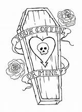 Coffin Tattoos Spooky Alkaline Addiction sketch template