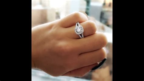 Cushion Cut Halo Split Shank Diamond Engagement Ring Youtube