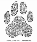 Dog Coloring Vector Shutterstock Stock Mandala Paws Paw Print sketch template