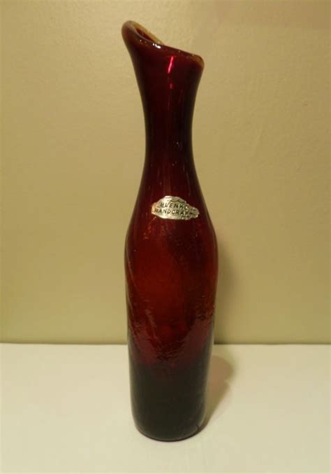 Red Art Glass Vase By Blenko At 1stdibs