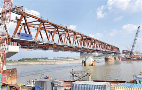 progress  construction  jamuna rail bridge  pc  daily industry