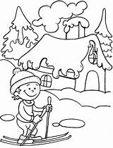 Winter Coloring Season Ski Ride Pages Colouring Nature Printable Kids Getcolorings sketch template