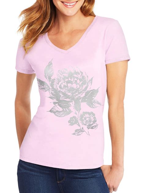 Hanes Womens Short Sleeve V Neck Graphic T Shirt