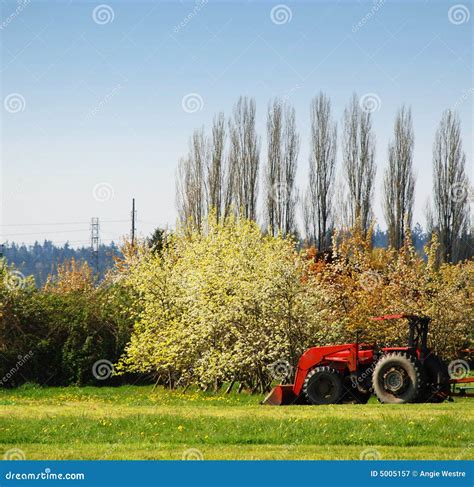 farm land stock image image  field barn clouds tractor