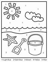 Color Number Summer Beach Coloring Numbers Kids Printables Pages Preschool Printable Activities Worksheets Sheets Pre Colors Fish Easy Lovetoknow Scene sketch template
