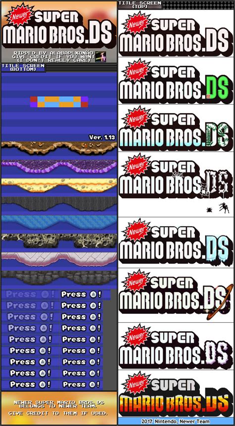 Ds Dsi Newer Super Mario Bros Ds Hack Title Screen The