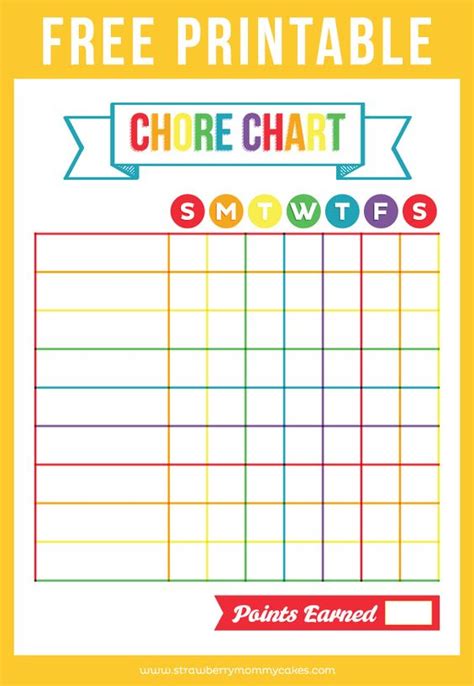 printable chore charts printable chore chart  chore charts