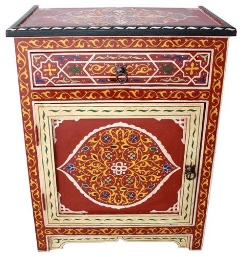hand painted wooden storage cabinet imported  morocco