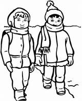 Winter Clothes Coloring Boy Clipart Girl Pages Kids Coat Season Colouring Clothing Drawing Children Line Boys Jacket Draw Cliparts Person sketch template
