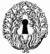 Key Keyhole Antique Hole Vintage Coloring Drawing Pages Clipart Victorian Keyholes Fairy Template Adult Old Graphics Sketch Cliparts Keys Tattoo sketch template