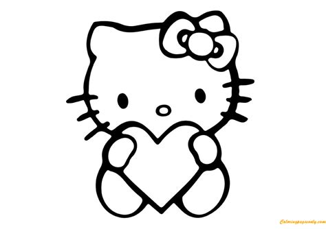 kitty  heart coloring pages cartoons coloring pages