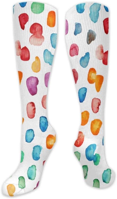 colorful knee high socks for girls geometric retro colorful art polka