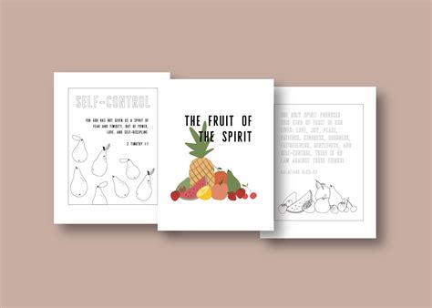 fruit   spirit coloring pages christian kids activity etsy