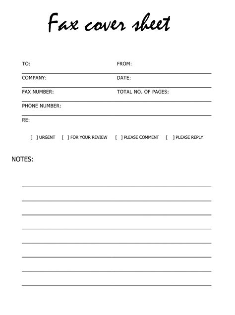 printable  fax cover sheet   printable templates