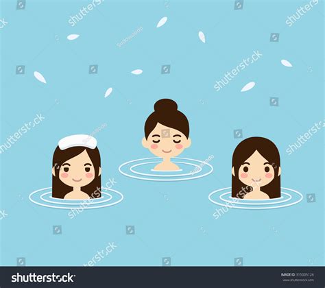three pretty girls taking bath japanese stock vector 315005126 shutterstock