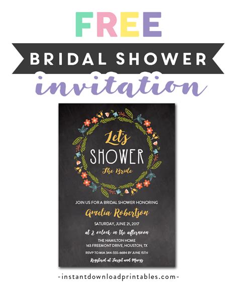 printable editable  bridal shower invitation diy lets shower