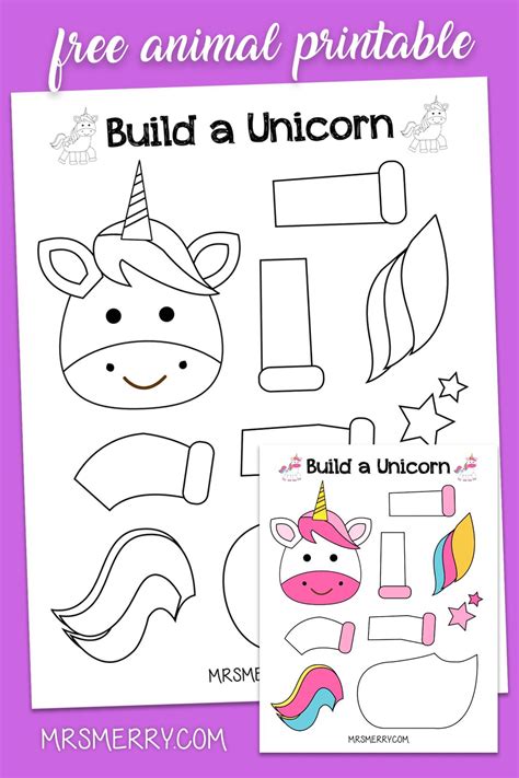 printable build  unicorn craft  kids artofit