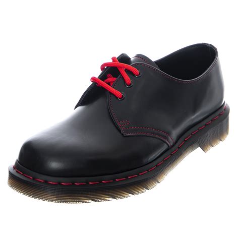 drmartens  red stitch shoes black smooth shoes outline bottom black woman ebay