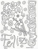 Quinceanera Coloring Pages Celebration Doodle Alley Feliz sketch template