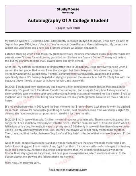 autobiography examples  college students