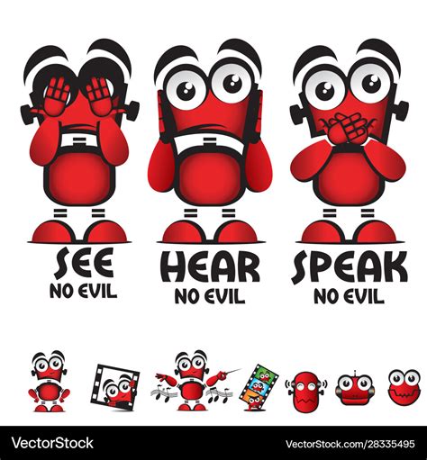 evil hear  evil speak  evil robot vector image