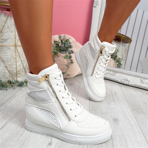 womens ladies zip studded high top ankle trainers party sneakers women shoes ebay