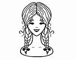 Coloring Pages Braids Hairstyle Two Braid French Colorear Coloringcrew Template Fashion Printable sketch template
