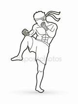 Thai Muay Drawing Getdrawings Vector Boxing Action sketch template