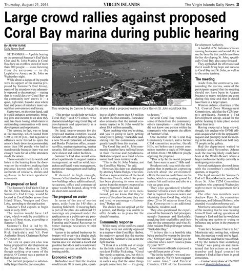 newspaper feature articles save coral bay