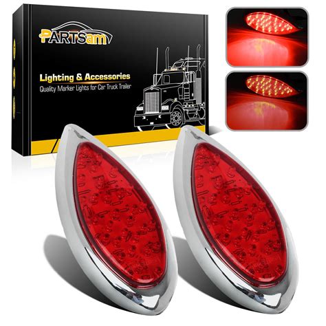 xred  led tear drop hot rod stop turn brake tail lights chrome bezels utility ebay