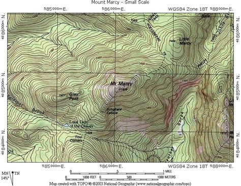 interstate   adirondack northway mount marcy topographic map