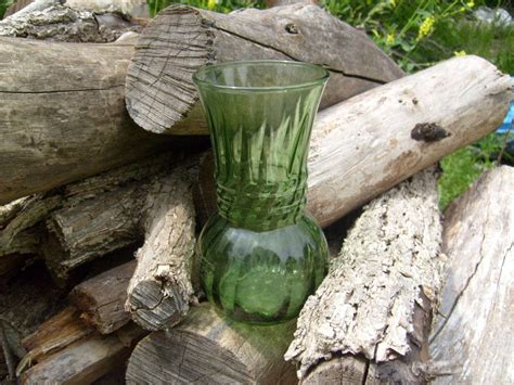 Cute Vase Green Glass Dark Olive Green Vase