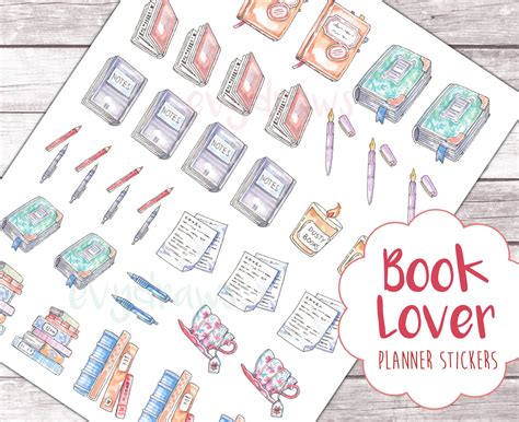 book stickers printable books  writing hand drawn etsy