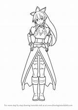 Sword Leafa Draw Drawing Step Anime Manga sketch template