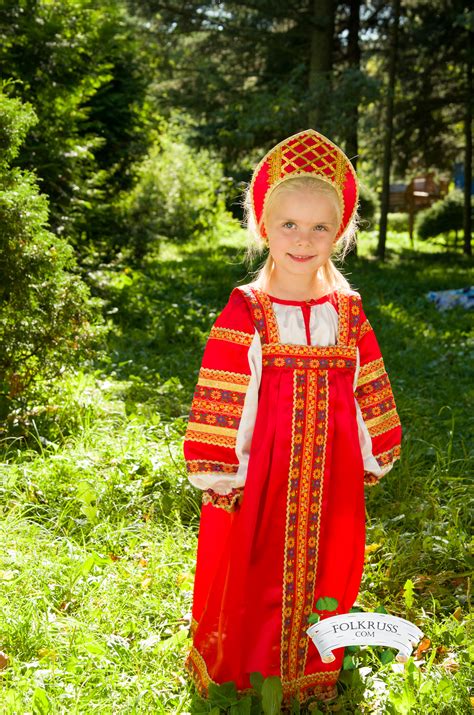 Traditional Russian Silk Dress Vasilisa For Girl Folk